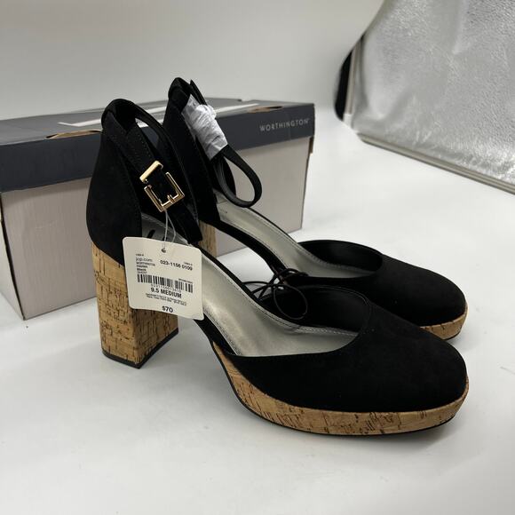 Worthington Womens Panama Block Heel Pumps Black Size 9.5M - Picture 5 of 12
